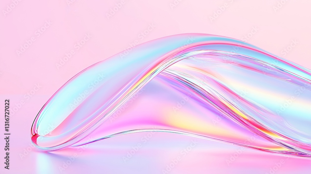 Poster iridescent glass film texture, a vibrant surface with shifting colors and smooth reflections, creati