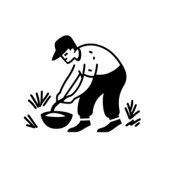 Gardener nurturing growth with care and precision in a vibrant garden at daybreak