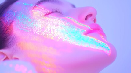 Luminous Color-Changing Hologram, vibrant colors shifting in a dynamic display, illuminating the surrounding space, creating an enchanting visual experience.