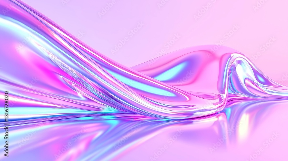 Poster vibrant neon holographic surface, an eye-catching display of colorful reflections and dynamic textur
