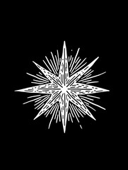 Starburst design shines brightly against a deep black background, creating an enchanting visual experience that captivates the observer