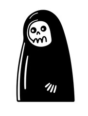 Obraz premium Mysterious figure clad in an eerie cloak capturing the essence of the unknown in a vivid vector art design