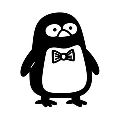 Obraz premium Charming penguin wearing a bow tie ready for a winter celebration or a formal gathering in a whimsical design