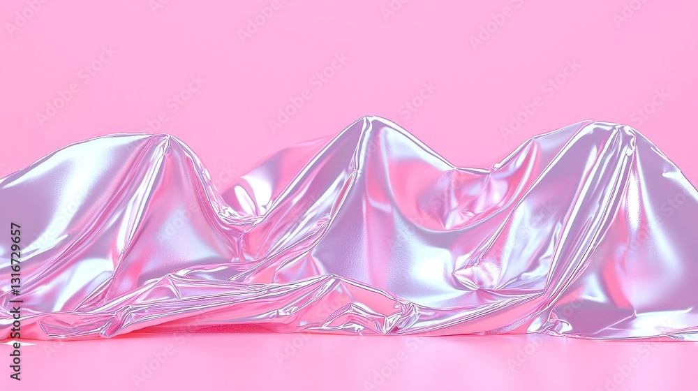 Poster ultra-vibrant reflective foil surface, a dazzling metallic backdrop that enhances colors and texture