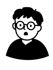 Naklejka premium Surprised child with glasses expressing shock in a creative vector illustration style