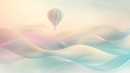Obraz premium A hot air balloon floats in a dreamy, pastel sky.