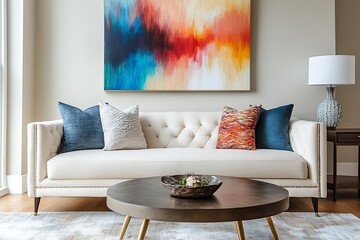 Sleek Modern Living Rooms with Soft Beige Tones, Wooden Furniture, and Contemporary Design
