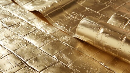 A sheet of gold brick patterned wallpaper.