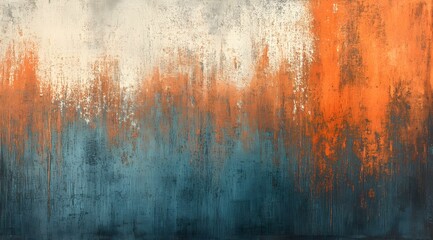 A softly textured abstract background with a harmonious mix of warm burnt orange and cool muted blues. The darkened center gradually blends into the surrounding colors, giving the image a faded,