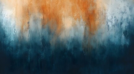 A softly textured abstract background with a harmonious mix of warm burnt orange and cool muted blues. The darkened center gradually blends into the surrounding colors, giving the image a faded,