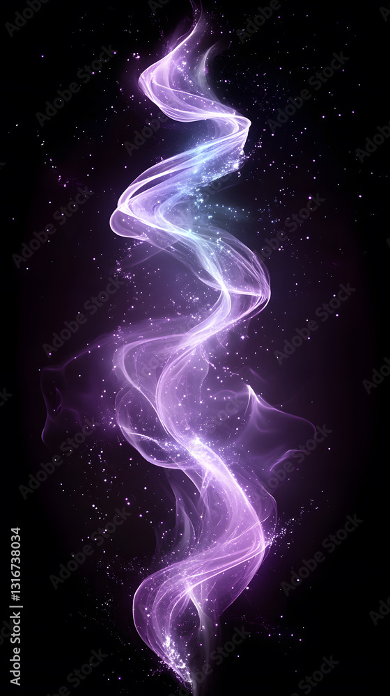 Poster a mesmerizing swirl of purple and blue light against a dark background, creating a sense of ethereal
