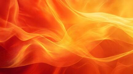 Obraz premium A smooth and flowing abstract background featuring a seamless transition of warm tones, from fiery red to golden amber. The gentle fabric-like texture is enhanced with a delicate grain effect,
