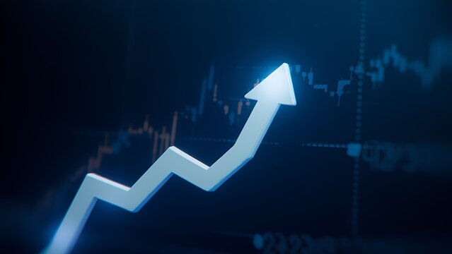 Treding graph grow up background , blue color tone.