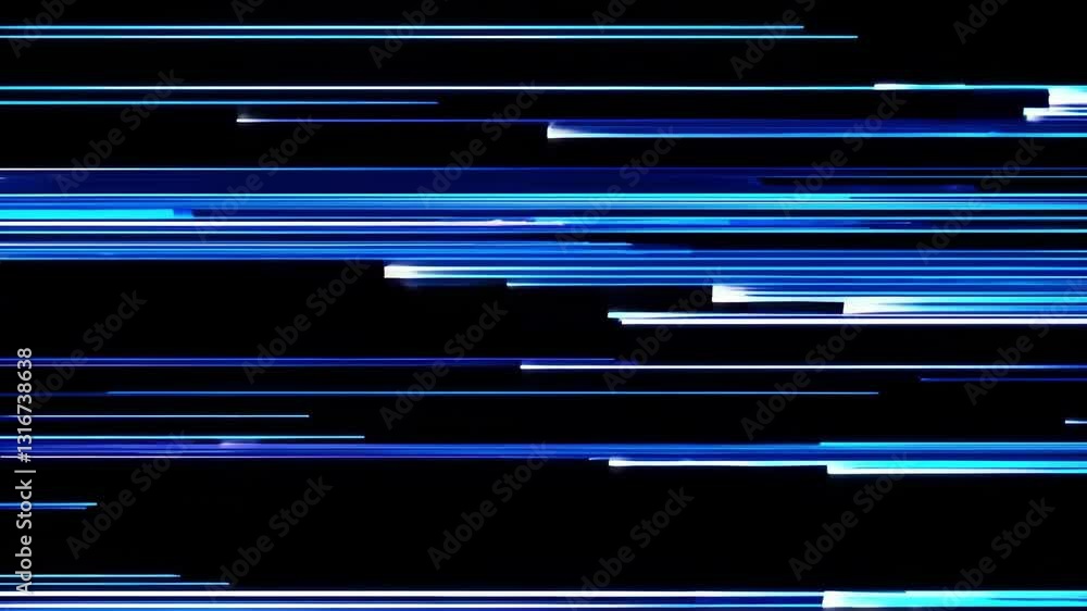 Poster abstract image with blue neon lines on black background. futuristic tech concept