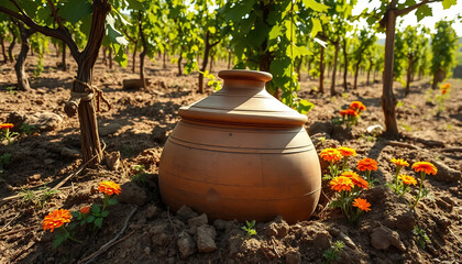 Obraz premium Georgian Qvevri Mockup for Natural Wine Brands