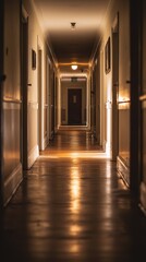 Long hallway illuminated by natural light creating a warm and inviting atmosphere