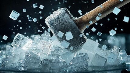 Crushing Ice, Sledgehammer Breaks Frozen Cubes in Spectacular Slow Motion - Powered by Adobe