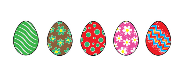 Set of easter eggs flat design on white background.vector ilustration