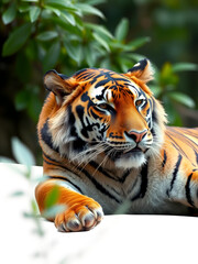 Fototapeta premium Relax tiger Isolated on Transparent Background