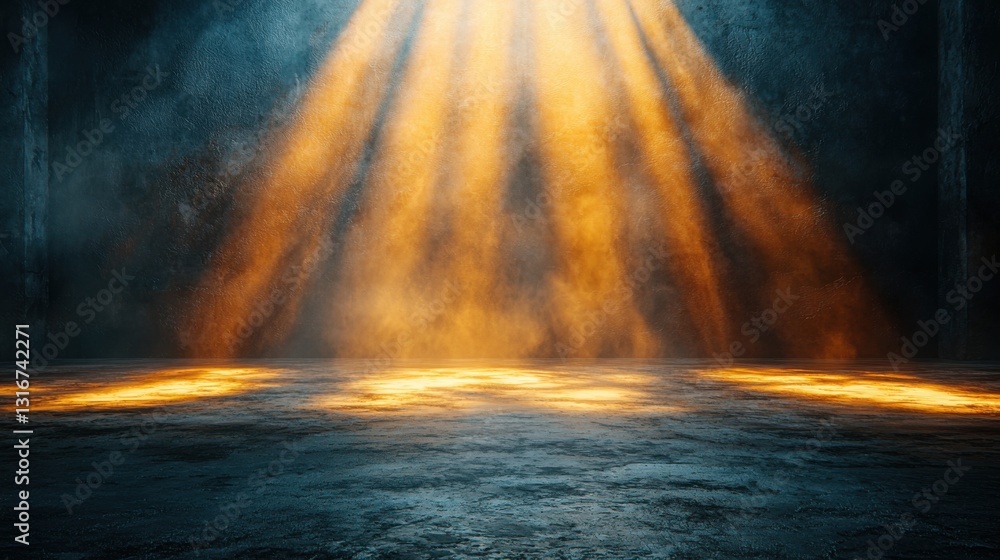 Poster radiant light shining through a small hole in a dark surface creating a stunning visual contrast and