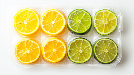 Fototapeta premium lemon and lime slices, lemon slices isolated on white