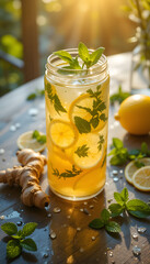 ia generated. lemonade with lemon and mint