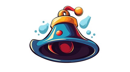 Vibrant Hand-Drawn Illustration of a Festive Blue Bell AI Generated