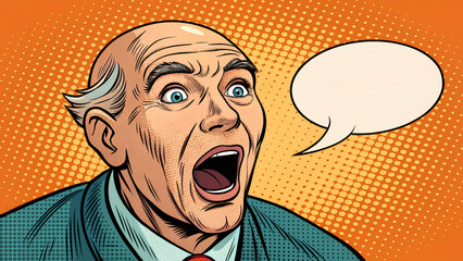 Retro Comic Book Style Elderly Man with Speech Bubble for Customizable Text

