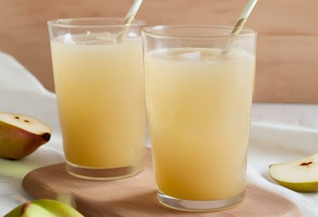 glass of fresh pear juice