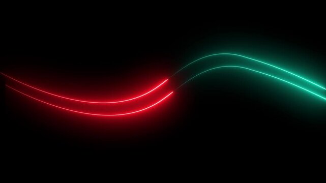  reda and green vertical neon lines with glowing trails.Abstract glowing neon lights blinking lines moving animation. colorful neon line moving on background. Seamless loop animation neon light .