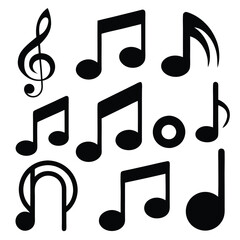 Black Musical Instruments icon set vector silhouette design isolated on white background