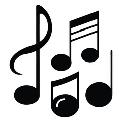 black musical notes icon set vector silhouette1
