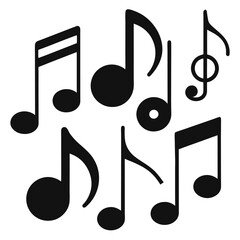 Black Musical Instruments icon set vector silhouette design isolated on white background