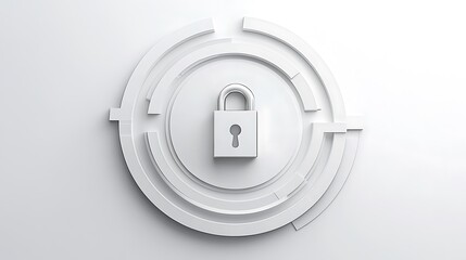 White Padlock in a Circular Maze: 3D Render of Digital Security Concept AI Generated