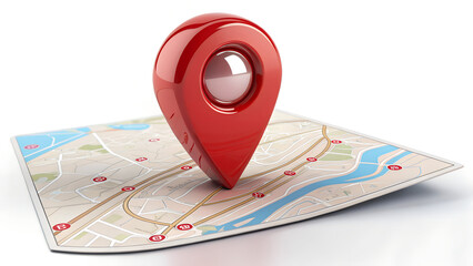 3D Red Location Pin on City Map for Navigation and GPS Concept Illustration

