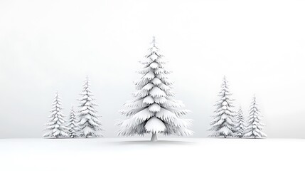 Obraz premium Snowy Evergreens: A Winter 3D Render AI Generated