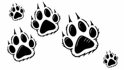 Sharp Clawed Animal Footprints in Bold Black and White Illustration