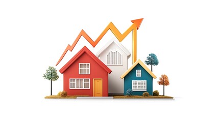Rising Home Values: A Vibrant 3D Render of a Growing Real Estate Market AI Generated