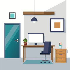 modern office interior with blank white wall vector image on white background