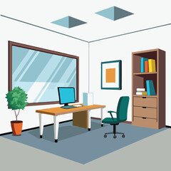 modern office interior with blank white wall vector image on white background