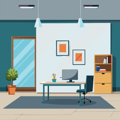 modern office interior with blank white wall vector image on white background