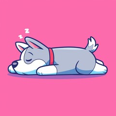 Cute Dog Sleeping, Vibrant Background