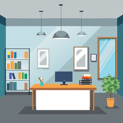 modern office interior with blank white wall vector image on white background