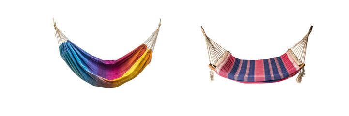 Colorful hammocks on a transparent background for relaxation comfort