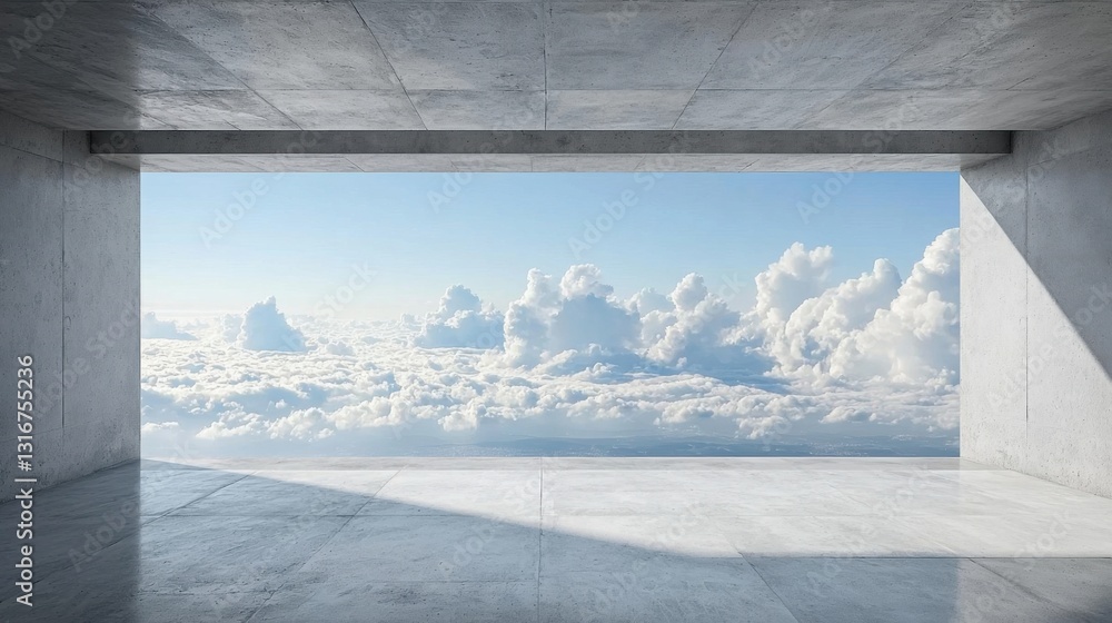 Aufkleber a bright room with a stunning view of fluffy clouds through the window creating a peaceful space for