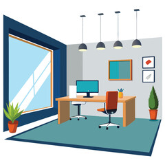 modern office interior with blank white wall vector image on white background