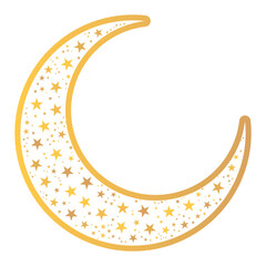 Islamic crescent moon with star pattern on transparent background © ShafiqGFX