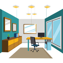 Fototapeta premium modern office interior with blank white wall vector image on white background