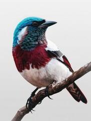 Obraz premium Exquisite portrayal of a brightly plumaged avian perched on a branch