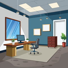 Fototapeta premium modern office interior with blank white wall vector image on white background